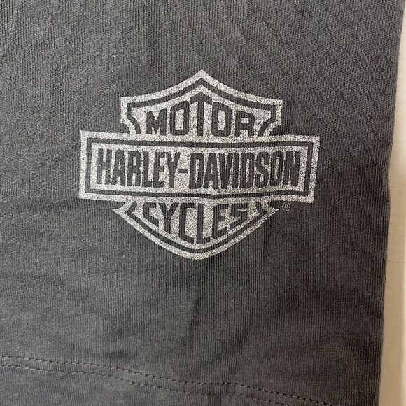 Harley Davidson "Live To Ride" jeweled crystals Gray Short Sleeve T-Shirt Medium - Picture 3 of 6